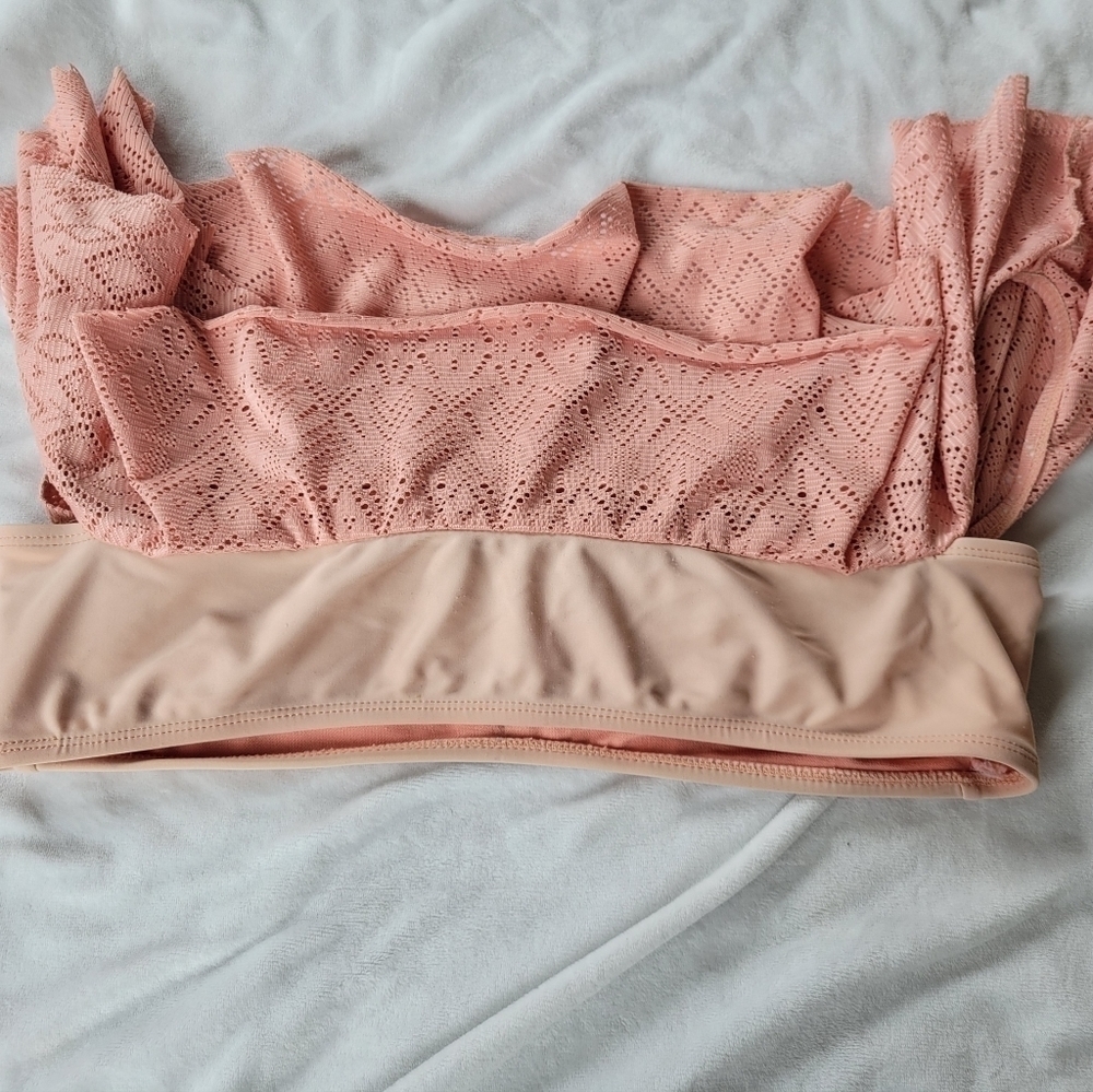 Xhilaration peach flowy cut out off the shoulder bikini top L (11-13) - Picture 6 of 9